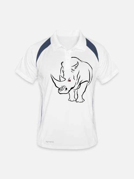 RHINO - Männer Polo atmungsaktiv - Weiß/Navy - Vorne