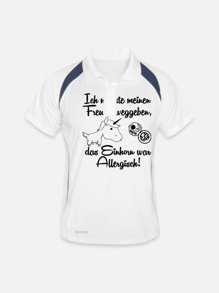 Ich musste meinen Freund weggeben Das... - Männer Polo atmungsaktiv - Weiß/Navy - Vorne