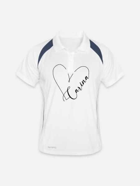 Carina Nom Ligne de Coeur - Polo respirant Homme - blanc/marine - Devant