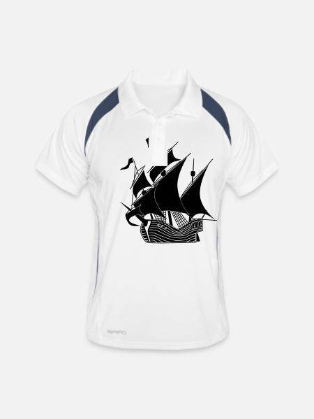 Navire ancien 1 - Polo respirant Homme - blanc/marine - Devant