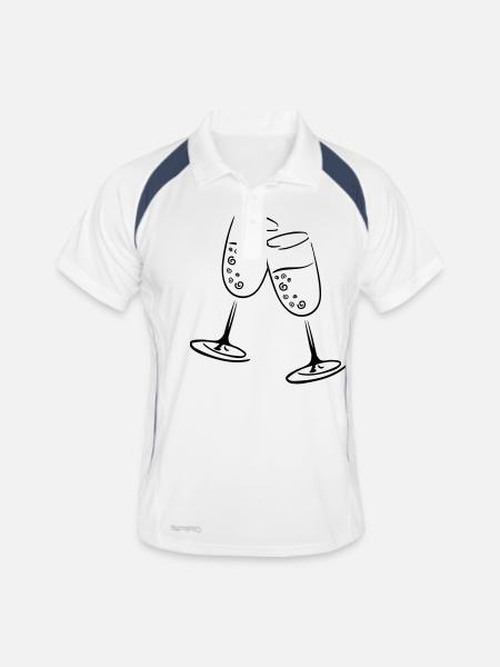sekt glaeser illustration - Männer Polo atmungsaktiv - Weiß/Navy - Vorne