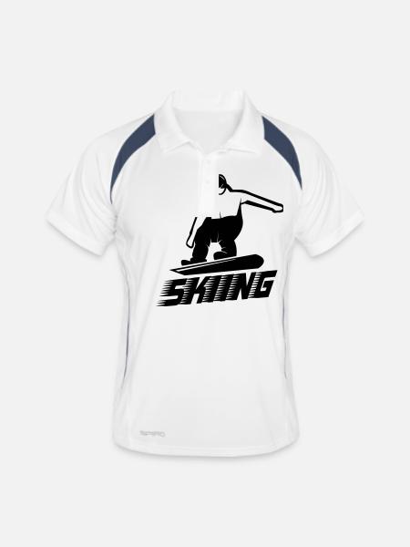 Skiing Snowboard - Men's Polo breathable - white/navy - Front