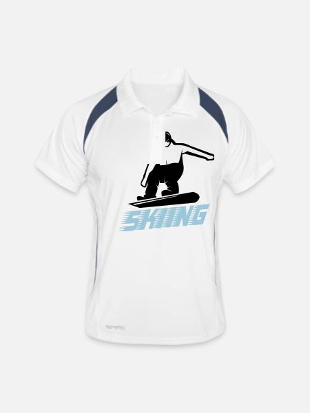 skiing - Männer Polo atmungsaktiv - Weiß/Navy - Vorne