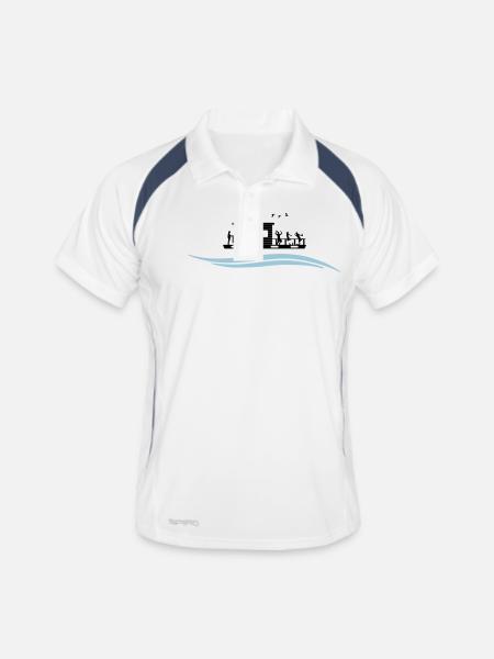 Hausboot Wasser - Männer Polo atmungsaktiv - Weiß/Navy - Vorne