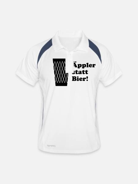 Äppler statt Bier - Männer Polo atmungsaktiv - Weiß/Navy - Vorne