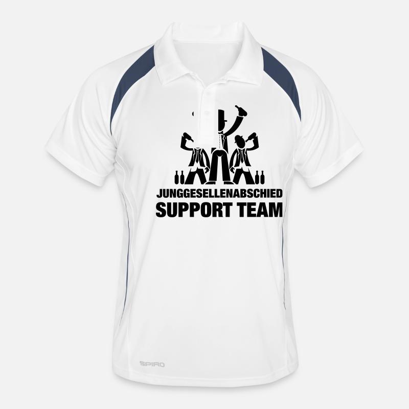 JGA support TEAM - Männer Polo atmungsaktiv - Weiß/Navy