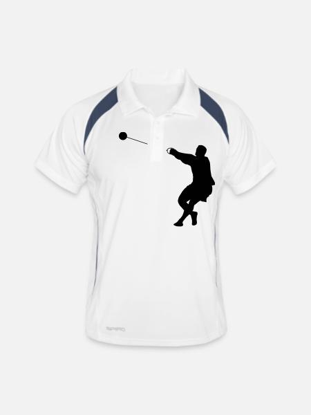 Hammerwerfer - Männer Polo atmungsaktiv - Weiß/Navy - Vorne