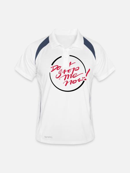 Don’t Stop Me Now! - Männer Polo atmungsaktiv - Weiß/Navy - Vorne