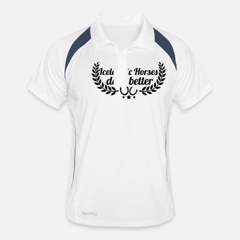 Icelandic horses - Isländer - Männer Polo atmungsaktiv - Weiß/Navy