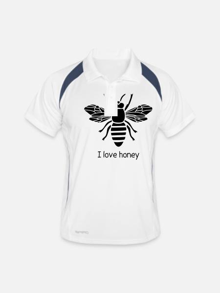 bee bee j'aime miel miel nid d'abeilles apiculteur - Polo respirant Homme - blanc/marine - Devant