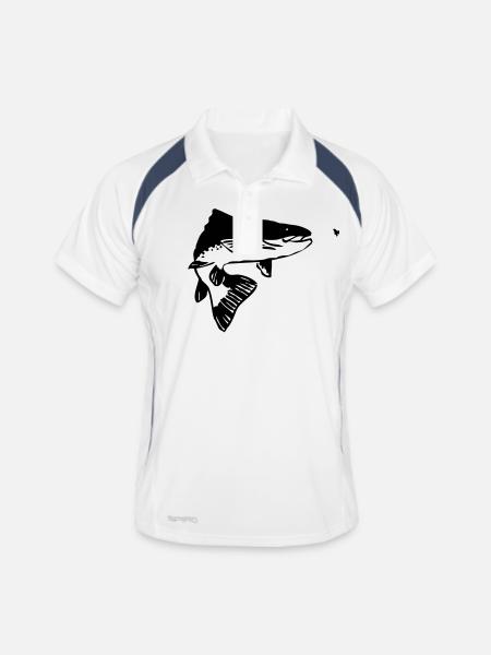 Truite - Polo respirant Homme - blanc/marine - Devant