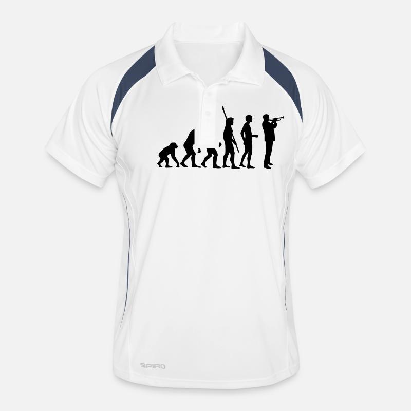 evolution_trompeter - Polo respirant Homme - blanc/marine