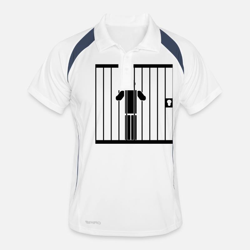 In Prison - Männer Polo atmungsaktiv - Weiß/Navy