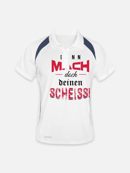 Dann mach doch deinen Scheiss! - Männer Polo atmungsaktiv - Weiß/Navy - Vorne