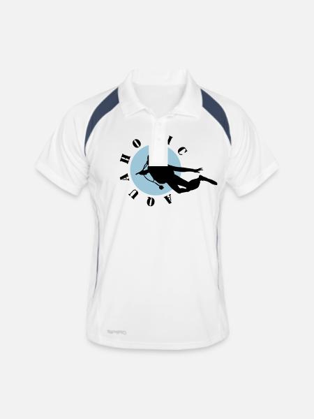 Diving: Aquaholic - Männer Polo atmungsaktiv - Weiß/Navy - Vorne