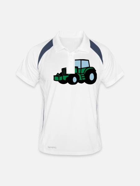 Traktor - Männer Polo atmungsaktiv - Weiß/Navy - Vorne