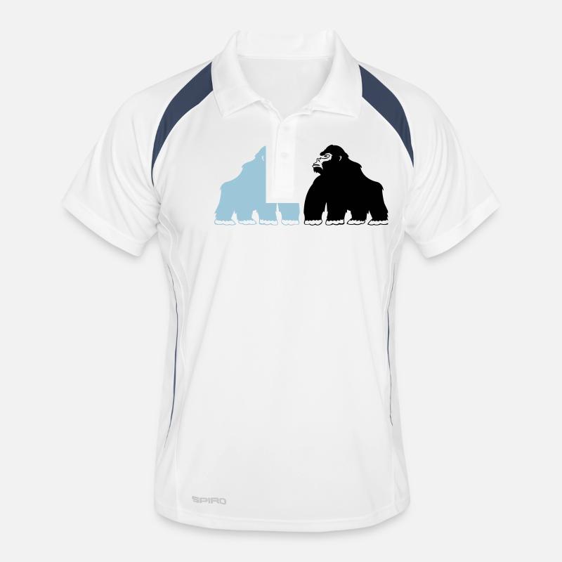 gorillas_02 - Männer Polo atmungsaktiv - Weiß/Navy