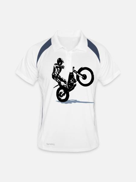 Trial - Männer Polo atmungsaktiv - Weiß/Navy