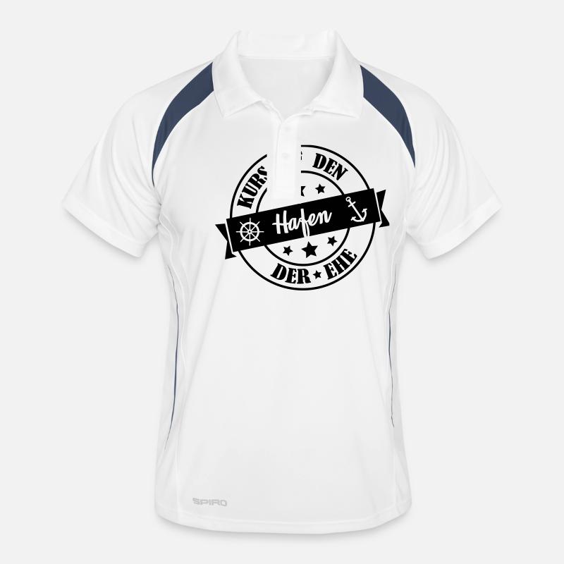 hafen_der_ehe_001 - Männer Polo atmungsaktiv - Weiß/Navy