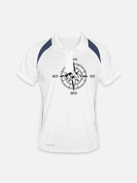 kompass berge design - Männer Polo atmungsaktiv - Weiß/Navy - Vorne