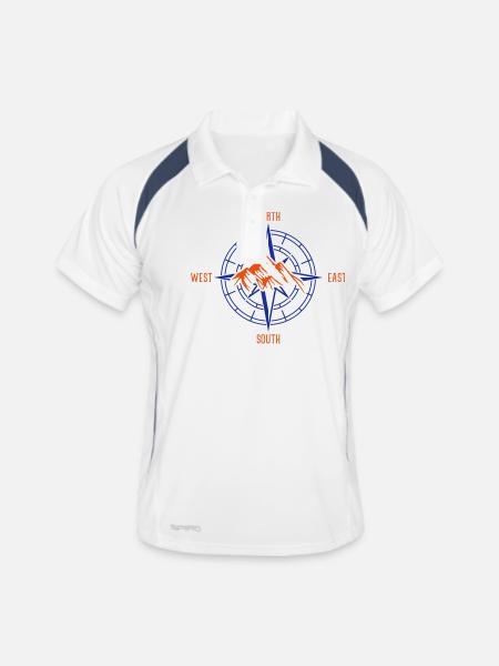 kompass berge outdoor - Männer Polo atmungsaktiv - Weiß/Navy - Vorne