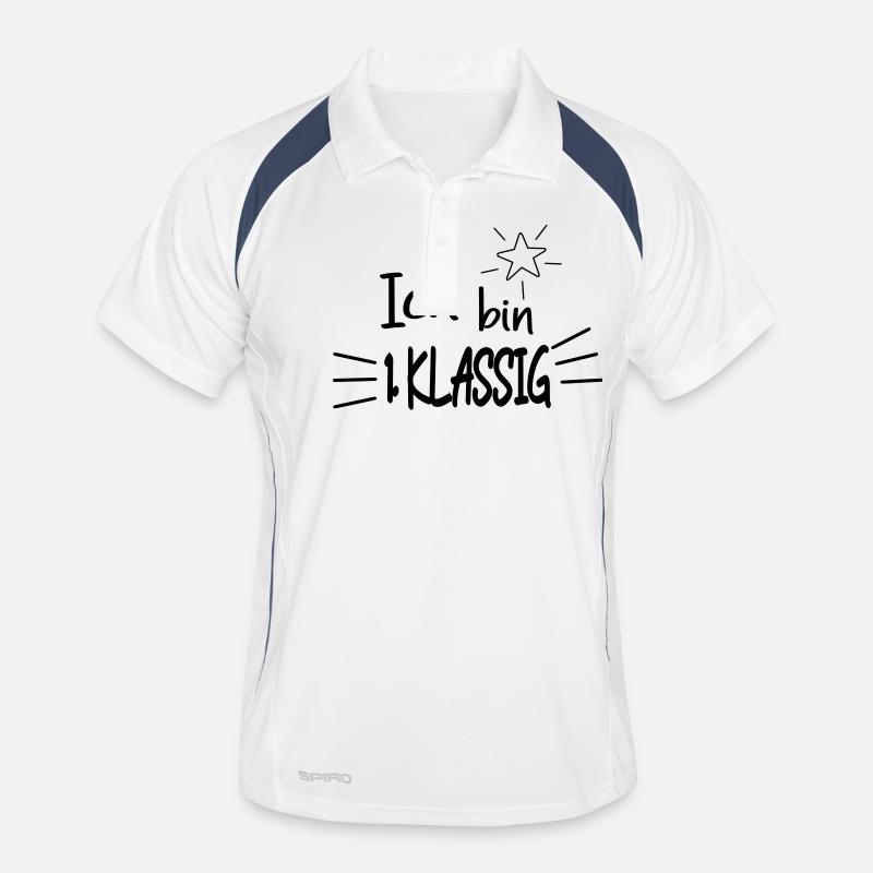 Ich bin 1 Klassig - Männer Polo atmungsaktiv - Weiß/Navy