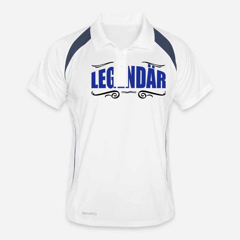 leggendario - Polo traspirante per uomo - bianco/navy