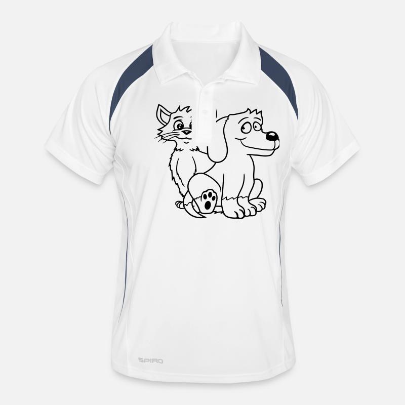 Hund Katze Zwei Freunde Team Kätzchen 2 Duo Crew Männer Polo atmungsaktiv