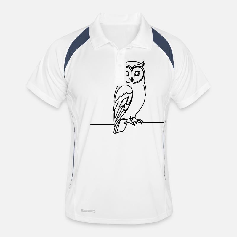 Eule Einzeilig - Männer Polo atmungsaktiv - Weiß/Navy