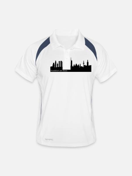 Frankfurt Skyline - Männer Polo atmungsaktiv - Weiß/Navy - Vorne