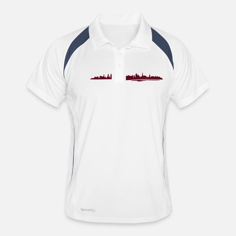 Skyline - Schwerin - Männer Polo atmungsaktiv - Weiß/Navy