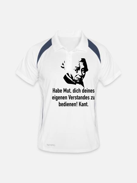 Kant: Habe Mut, dich deines eigenen Verstandes zu - Männer Polo atmungsaktiv - Weiß/Navy - Vorne