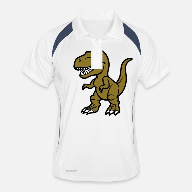 T Rex Comic - Männer Polo atmungsaktiv - Weiß/Navy