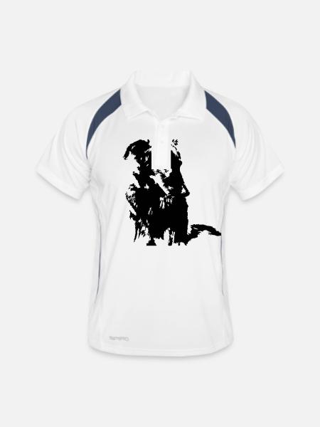 Hund Mischling - Männer Polo atmungsaktiv - Weiß/Navy - Vorne