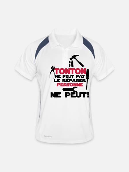si tonton - Polo respirant Homme - blanc/marine - Devant