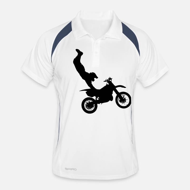 moto - Männer Polo atmungsaktiv - Weiß/Navy