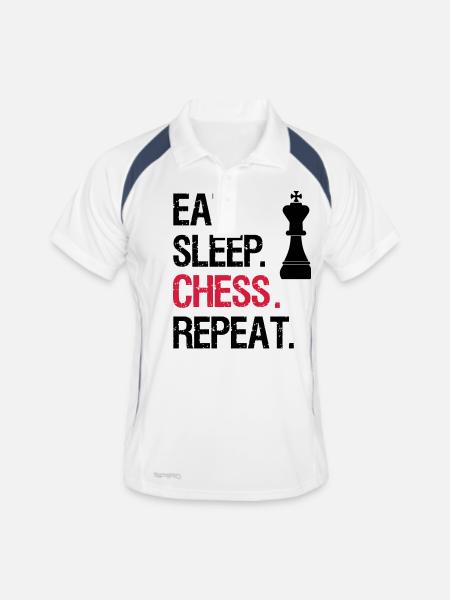 Eat Sleep Echecs Repeat - King - Polo respirant Homme - blanc/marine - Devant