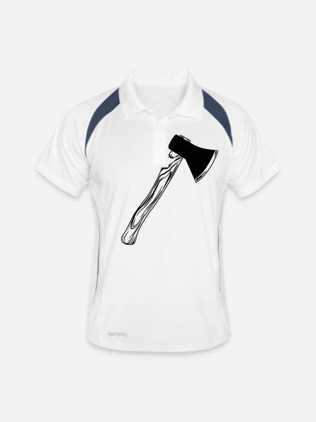 hache - Polo respirant Homme - blanc/marine - Devant