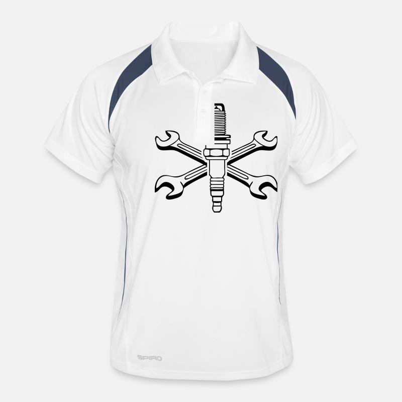 Zündkerze Schrauber - Männer Polo atmungsaktiv - Weiß/Navy
