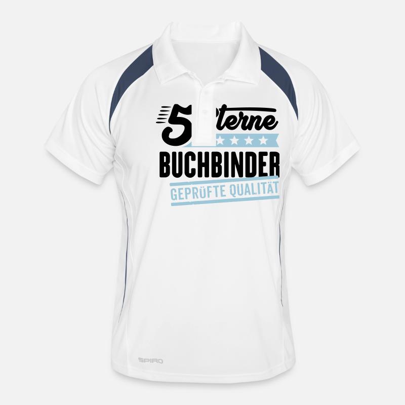 5Sterne Buchbinder - Männer Polo atmungsaktiv - Weiß/Navy