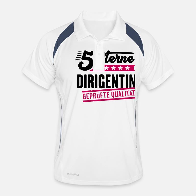 5Sterne Dirigentin - Männer Polo atmungsaktiv - Weiß/Navy