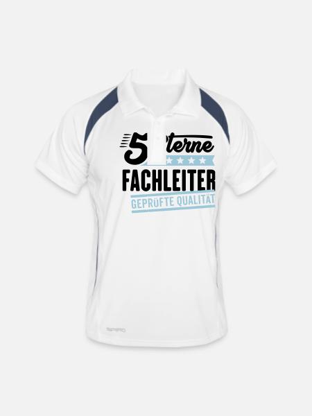 5Sterne Fachleiter - Männer Polo atmungsaktiv - Weiß/Navy - Vorne