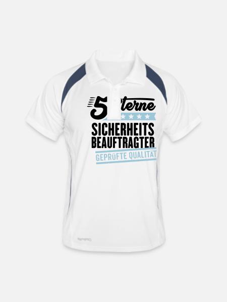 5Sterne Sicherheitsbeauftragter - Männer Polo atmungsaktiv - Weiß/Navy - Vorne
