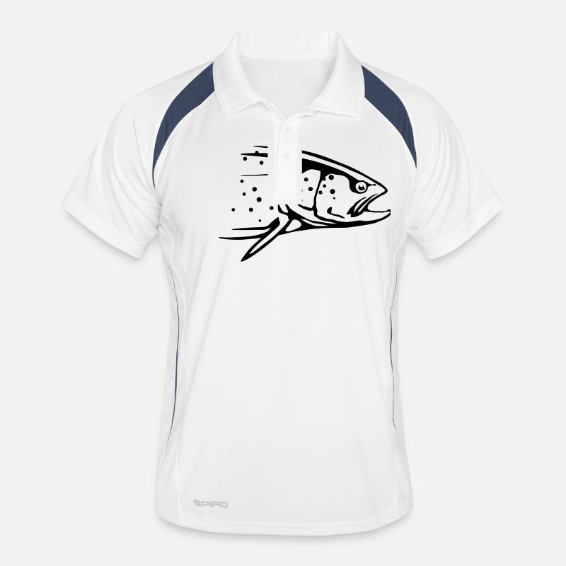 Forelle - Männer Polo atmungsaktiv - Weiß/Navy