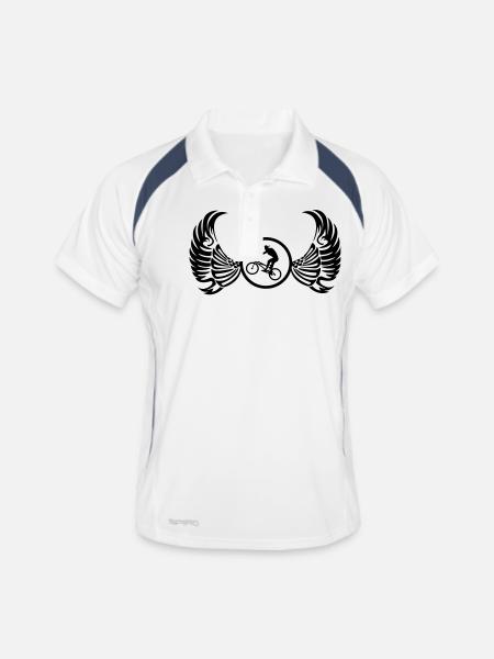 wappen_bmx - Männer Polo atmungsaktiv - Weiß/Navy - Vorne