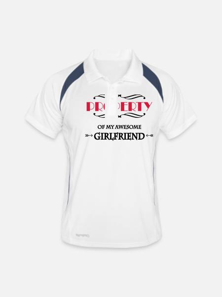 Property of my awesome girlfriend - Men's Polo breathable - white/navy - Front