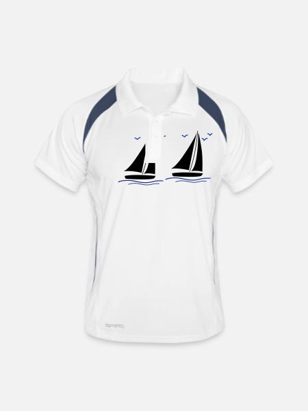 Sailboats 02 - Men's Polo breathable - white/navy - Front