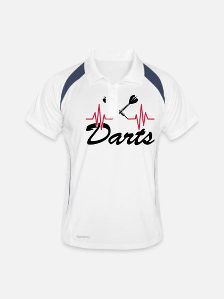 darts 01 - Männer Polo atmungsaktiv - Weiß/Navy - Vorne