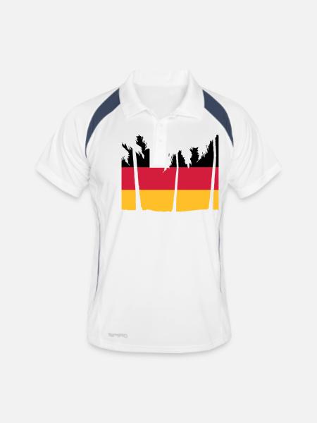 Germany Flag Black Red Gold Palm Stripe - Men's Polo breathable - white/navy - Front