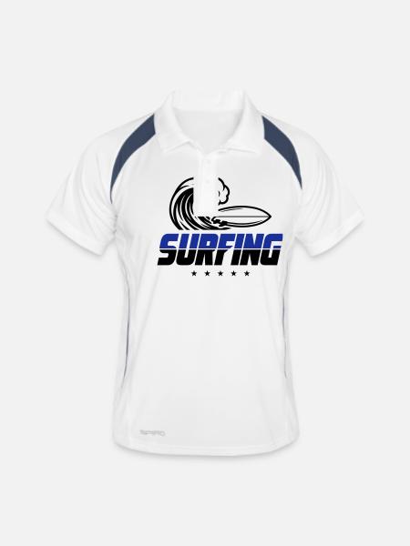 Surfing Surfboard - Men's Polo breathable - white/navy - Front